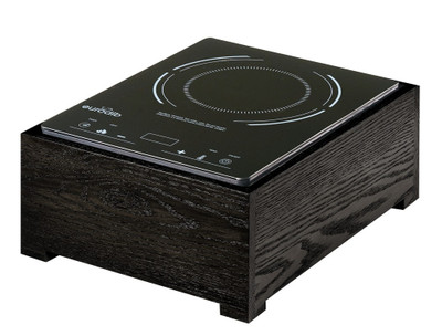Cal-Mil 3633-87 15 1/2" W x 12 1/2" D x 7" H Dark Ash Oak Wood Gray 1800 W BPA Free Cinderwood Induction Unit