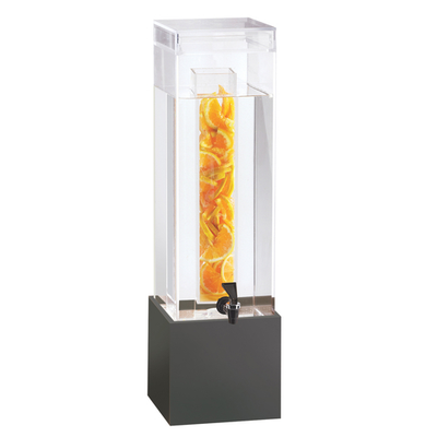 Cal-Mil 1527-3-96 8 1/4" W x 9 3/4" D x 25 3/4" H 3 Gallon Square Acrylic Base Drip Tray Ice Chamber Midnight Bamboo Beverage Dispenser