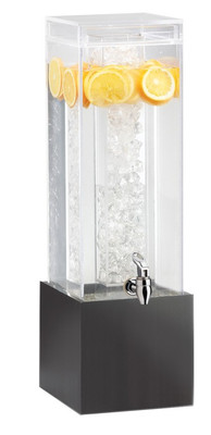 Cal-Mil 1527-3-96 8 1/4" W x 9 3/4" D x 25 3/4" H 3 Gallon Square Acrylic Base Drip Tray Ice Chamber Midnight Bamboo Beverage Dispenser