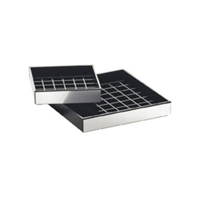 Cal-Mil 391-010 6" W x 6" D x 1" H SquareBlack with Silver Tip Drip Tray
