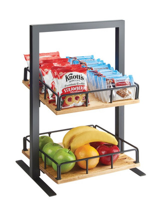 Cal-Mil 3494-2-99 12" W x 12" D x 21" H 2-Tier Black Powder Coated Metal Frame Madera Merchandiser