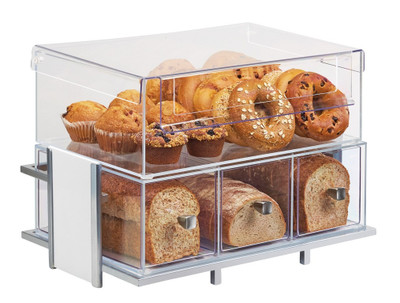 Cal-Mil 1471-SET 21" W x 13" D x 15" H 1 Bin With Cover (1) 3 - Drawer Bread Box Eco Silver Wire And Bamboo Modern Merchandiser Set