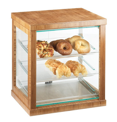 Cal-Mil 284-60 21" W x 16 1/4" D x 22 1/2" H 3 Tiers Dual Serve Bamboo Frame Display Case