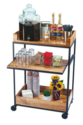 Cal-Mil 3461-99 27" W x 41" H x 16" D Natural Wood Mobile Madera Beverage Cart