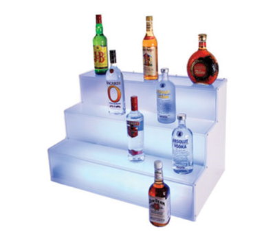 Cal-Mil LQ31 30" W x 18" D x 18" H 3 Tiers Countertop Acrylic Frost Lit Liquor Display