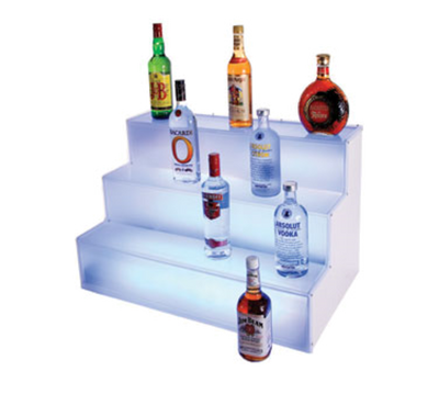 Cal-Mil LQ31 30&quot; W x 18&quot; D x 18&quot; H 3 Tiers Countertop Acrylic Frost Lit Liquor Display