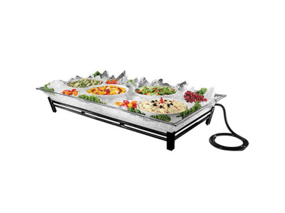 Cal-Mil IP202-39 48" W x 24" D x 8" H Rectangular Powder Coated Platinum Ice Display/Pedestal