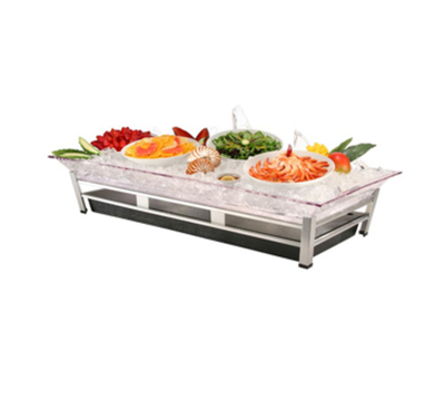 Cal-Mil IP2020-13 48" W x 24" D x 10" H Rectangular ABS Plastic Powder Coated Black Ice Display/Pedestal