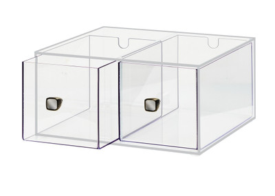 Cal-Mil 1480 Replacement Bin, 12"W x 12"D x 6"H, (2) acrylic drawers with knobs, clear,