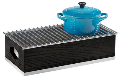 Cal-Mil 3813-87 19 3/4" W x 10" D x 5 1/2" H Dark Ash Gray Rectangular Oak Wood / Metal Frame Wind Guard Bpa Free Cinder Wood Chafer Alternative