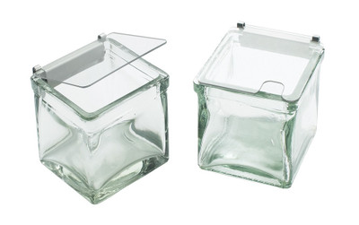 Cal-Mil C4X4GLCN 4" W x 4" D x 4" H Glass Storage Jar/Bin