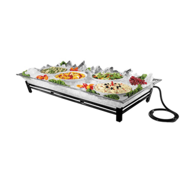 Cal-Mil IP202-13 48" W x 24" D x 8" H Rectangular Powder Coated Black Ice Display/Pedestal