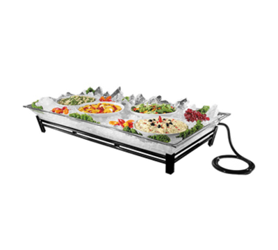 Cal-Mil IP202-13 48" W x 24" D x 8" H Rectangular Powder Coated Black Ice Display/Pedestal