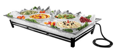 Cal-Mil IP202-13 48" W x 24" D x 8" H Rectangular Powder Coated Black Ice Display/Pedestal