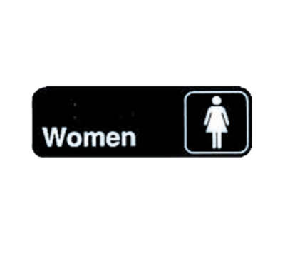 TableCraft Products 394516 3" W x 9" H "Women" White On Black Plastic Cash & Carry Sign