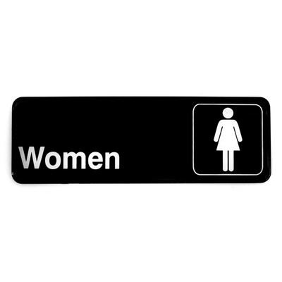 TableCraft Products 394516 3" W x 9" H "Women" White On Black Plastic Cash & Carry Sign