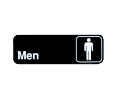 TableCraft Products 394515 3" W x 9" H "Men" White On Black Plastic Cash & Carry Sign