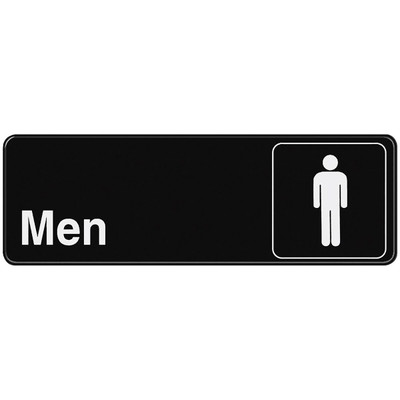 TableCraft Products 394515 3" W x 9" H "Men" White On Black Plastic Cash & Carry Sign