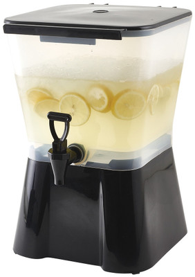 Winco PBD-3SK 3 Gallon Black Beverage Dispenser Plastic Square