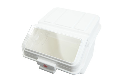 Bakn BAKBIN200 12.6 Gallon / 200 Cup Shelf Ingredient Bin with Flip Lid, and Scoop, White, NSF