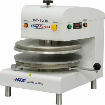 DoughXpress D-TXE-2-18-W 18.19" W x 25.13" H x 24.69" D White Electro-Mechanical Automatic 2 Start Buttons Tortilla/Pizza Dough Press - 220 Volts, 1-Ph