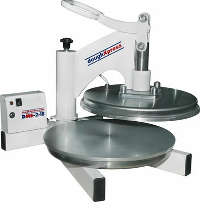 DoughXpress DMS-2-18 18.5" W x 20.5" H x 22.5" D White Powder Coat Manually Operated Pizza Dough Press - 240 Volts, 1-Ph