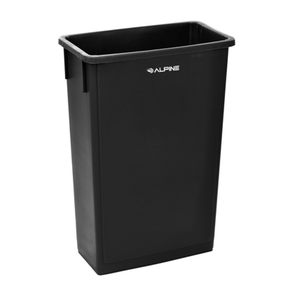 Alpine ALP477-BLK 23 Gal. Black Polypropylene Rectangular Slim Trash Can