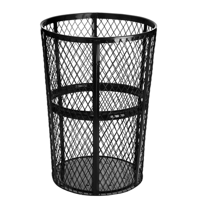 Alpine ALP473-48-BLK 48 Gal. Black Metal Outdoor Trash Container
