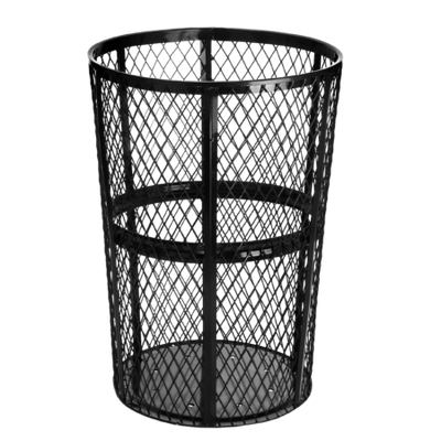 Alpine ALP473-48-BLK 48 Gal. Black Metal Outdoor Trash Container