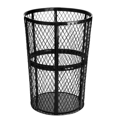 Alpine ALP473-48-BLK 48 Gal. Black Metal Outdoor Trash Container