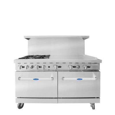Atosa AGR-4B36GR-NG 60" W Natural Gas 4 Open Burners 1 Griddle 2 Oven CookRite Range - 257,000 BTU