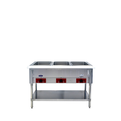 Atosa CSTEA-3C 3 Pans Electric Open Shelf Base CookRite Steam Table - 120 Volts