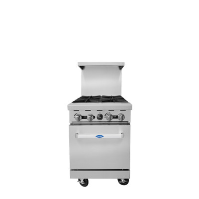 Atosa AGR-4B-LP 24" W Liquid Propane 4 Open Burners 1 Oven CookRite Range - 152,000 BTU