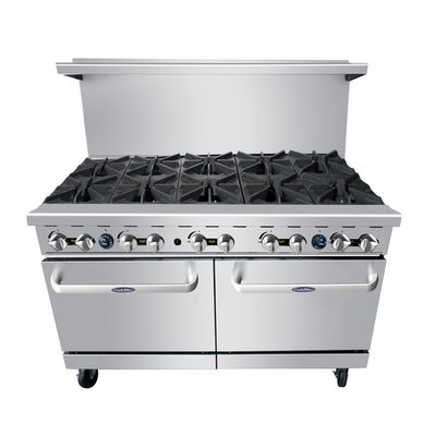 Atosa AGR-10B-LP 60" W Liquid Propane 10 Open Burners 2 Ovens CookRite Range - 374,000 BTU
