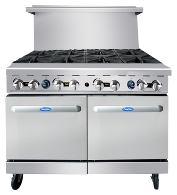 Atosa AGR-8B-LP 48" W Liquid Propane 8 Open Burners 2 Ovens CookRite Range - 304,000 BTU