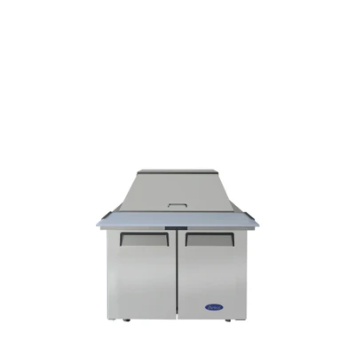 Atosa MSF3615GR 36.31" W 2 Sections 2 Solid Doors Sandwich and Salad Mega Top Refrigerator - 115 Volts
