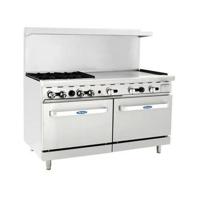 Atosa AGR-4B36GR-LP 60" W Liquid Propane 4 Open Burners 1 Griddle 2 Oven CookRite Range - 221,000 BTU