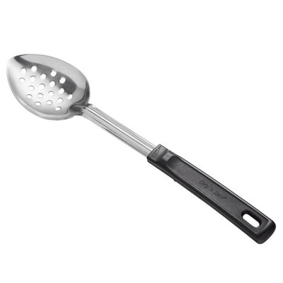 Vollrath 46946 14" L 18/8 Stainless Steel with Black Grip N Serv Handle Perforated Serving Spoon