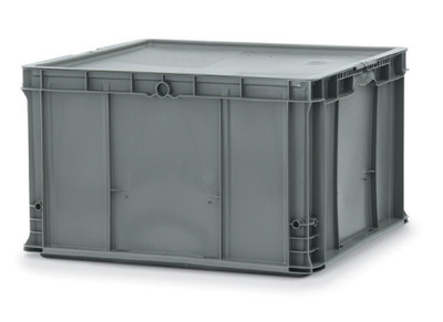 Vollrath 52646 21.75" L x 20.875" W x 13" H Gray Polyethylene with Sure-Grip Molded in Handles Tote 'N Store Shafer Box