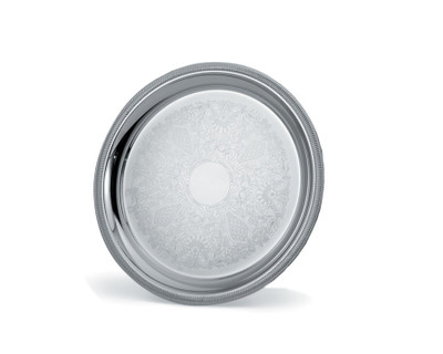 Vollrath 82100 12 3/8" Dia. Heavy Duty 18/8 Stainless Steel Round Elegant Reflections Serving Tray