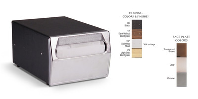 Vollrath 6512-28 11-3/4"D x 8"W x 6"H Chrome Plated Plastic Face Stainless Steel Counter Type Napkin Dispenser