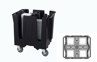 Vollrath SAC-SQ4-06 32 3/4" W x 27 1/2" D x 30 1/2" H 4 Stacks Plastic Black Traex Adjustable Dish Caddy