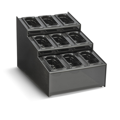 Vollrath CTCPAN9-9 15 1/2" W x 22" D x 14 5/8" H 9 Sections Black ABS Plastic Countertop Condiment Organizer