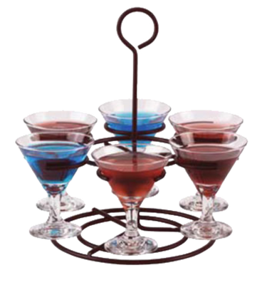 Vollrath WR-1026-06 Black Powder Coat Accommodates 6 Glasses Circular Wire Flight Caddy