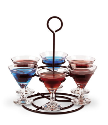 Vollrath WR-1026-06 Black Powder Coat Accommodates 6 Glasses Circular Wire Flight Caddy