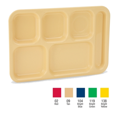 Vollrath 2615-02 13-3/4"W x 9-3/4"D Bright Red Rectangular Right Hand ABS Stackable School Compartment Tray