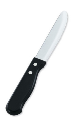 Vollrath 48144 4 7/8" Length Blade Black with Round Tip Hollow Ground Blade Jumbo Plastic Handle Steak Knife