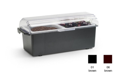Vollrath 4740-06 12" x 6" x 3-3/4" 2 Quart Black Plastic Standard Lid NSF Kondi-Keeper Condiment Dispenser