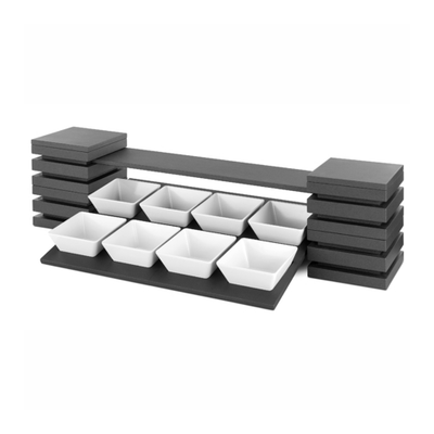 Vollrath V904333 56" W x 15" H x 23" D Black Narrow Medium Wood Shelf Basic Cubic Display Set