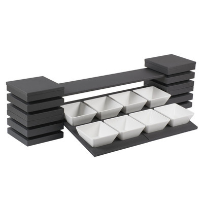 Vollrath V904333 56" W x 15" H x 23" D Black Narrow Medium Wood Shelf Basic Cubic Display Set